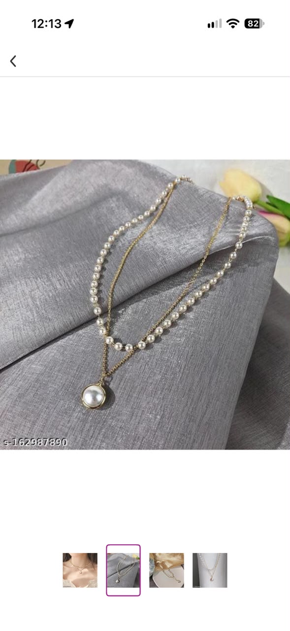 Sizzling Bejeweled Gold-Plated Pearl Pendant Necklace – Elegant &amp; Timeless Style